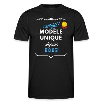 certifié modèle unique depuis 2005 - T-shirt sport Homme - noir - Devant - AI Model Male 178 dark (178cm)