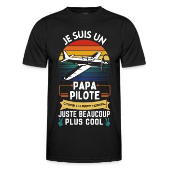 Father's Day T-shirt - Cool Pilot Dad - Men's Functional T-Shirt - black - Front - AI Model Male 178 dark (178cm)