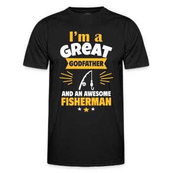 Ingenious godfather and passionate angler - Men's Functional T-Shirt - black - Front - AI Model Male 178 dark (178cm)