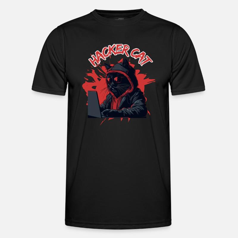 Hacker Cat 😻 Männer Funktions-T-Shirt