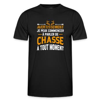 Parler de chasse à tout moment cadeau chasseur - T-shirt sport Homme - noir - Devant - AI Model Male 178 dark (178cm)
