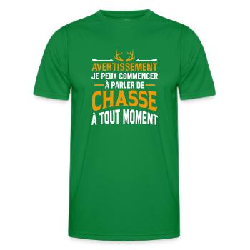 Parler de chasse à tout moment cadeau chasseur - T-shirt sport Homme - vert - Devant - AI Model Male 178 dark (178cm)