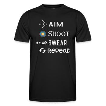Aim Shoot Schwören wiederholen lustige Bogenschießen Bogenschütze Spieler - Männer Funktions-T-Shirt - Schwarz - Vorne - AI Model Male 178 dark (178cm)
