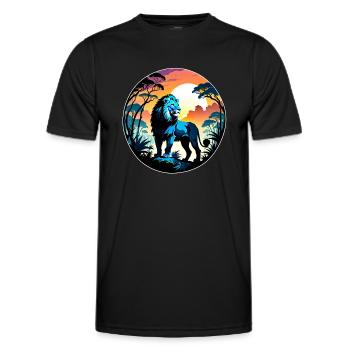 Lion, Lion Cub and Jungle - Men's Functional T-Shirt - black - Front - AI Model Male 178 dark (178cm)