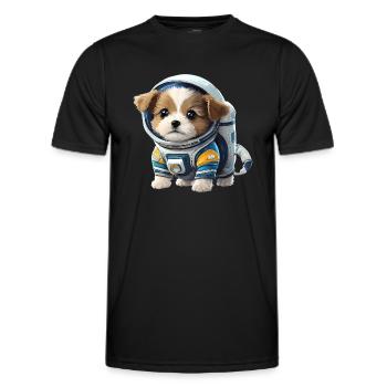 Chiot mignon et petit - T-shirt sport Homme - noir - Devant - AI Model Male 178 dark (178cm)