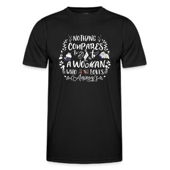 nothing compares to a woman who loves animals - Men's Functional T-Shirt - black - Front - AI Model Male 178 dark (178cm)