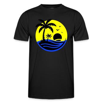 Island Palm Trees Sea - Men's Functional T-Shirt - black - Front - AI Model Male 178 dark (178cm)