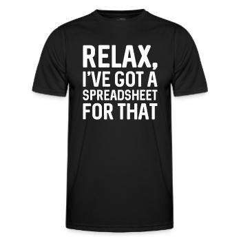 Entspannen Sie sich, ich habe eine Tabelle dafür - Männer Funktions-T-Shirt - Schwarz - Vorne - AI Model Male 178 dark (178cm)