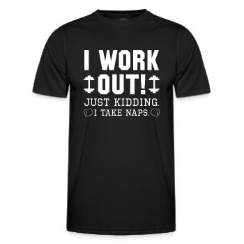 Ich trainiere nur ein Scherz, ich mache ein Nickerchen - Männer Funktions-T-Shirt - Schwarz - Vorne - AI Model Male 178 dark (178cm)