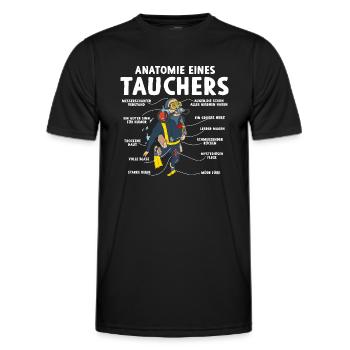 Anatomie eines Tauchers - Männer Funktions-T-Shirt - Schwarz - Vorne - AI Model Male 178 dark (178cm)