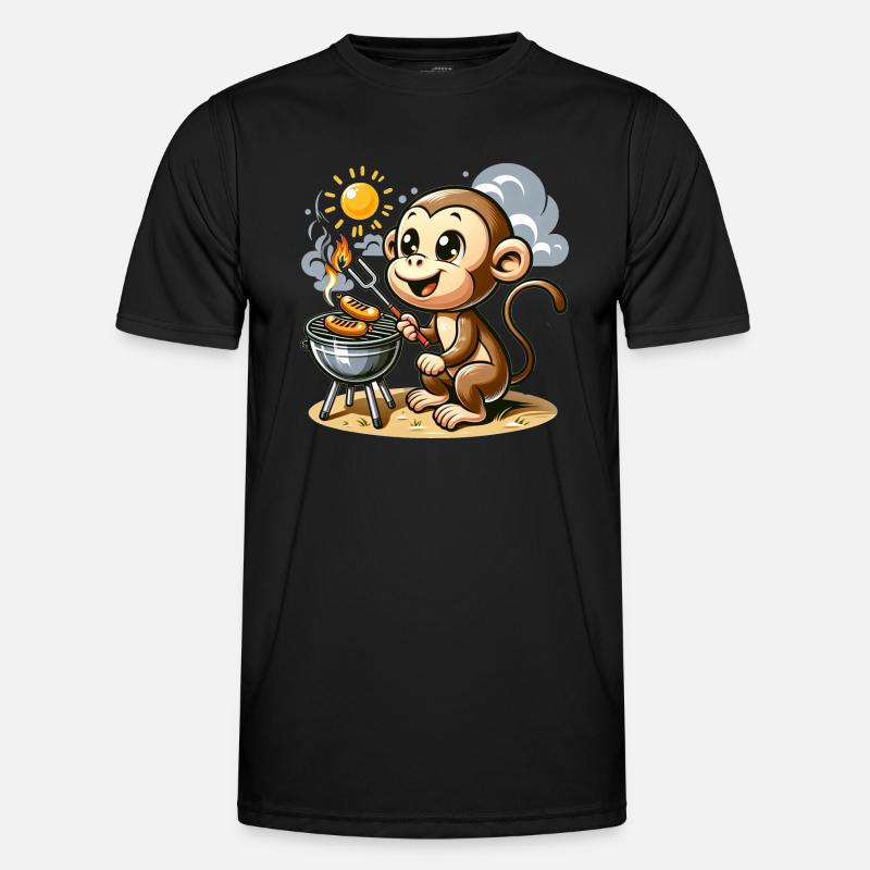 Cute BBQ Monkey - Men's Functional T-Shirt - black