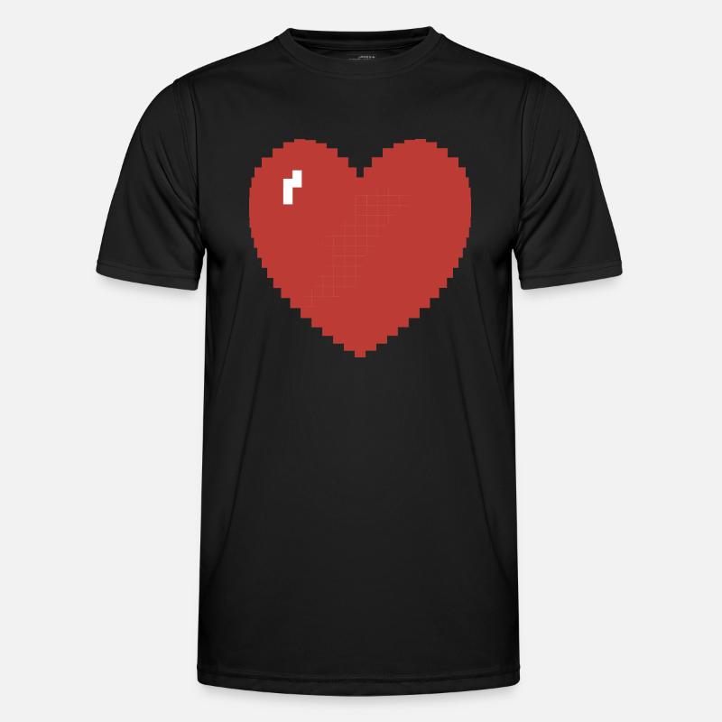 Herz heart Pixel Gamer Geschenk Männer Funktions-T-Shirt