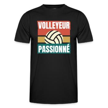 volleyeur passionné - T-shirt sport Homme - noir - Devant - AI Model Male 178 dark (178cm)