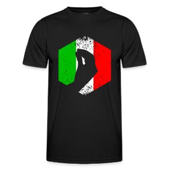 Drapeau italien avec un geste typique de la main - T-shirt sport Homme - noir - Devant - AI Model Male 178 dark (178cm)