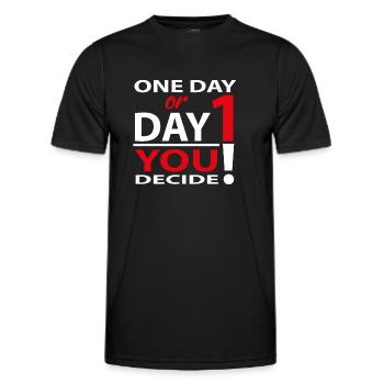 Un jour ou un jour 1 - Vous décidez - T-shirt sport Homme - noir - Devant - AI Model Male 178 dark (178cm)