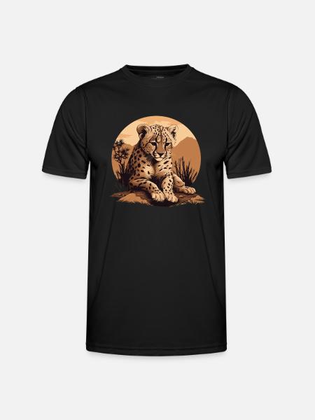 Cheetah Wildcat Animals Africa Wilderness - T-shirt sport Homme - noir