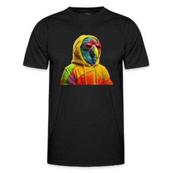 Parrot with Sunglasses Colorful Cool Parrots - Men's Functional T-Shirt - black - Front - AI Model Male 178 dark (178cm)