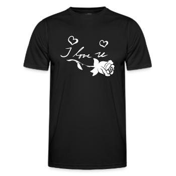 ich liebe dich rose blume - Männer Funktions-T-Shirt - Schwarz - Vorne - AI Model Male 178 dark (178cm)