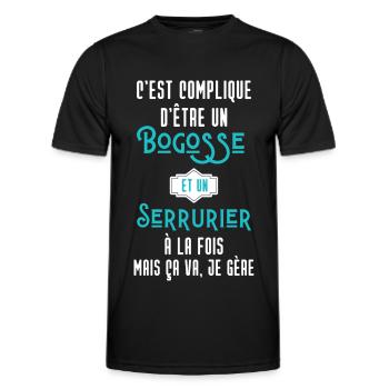 C'est compliqué d'être Bogosse et Serrurier - T-shirt sport Homme - noir - Devant - AI Model Male 178 dark (178cm)