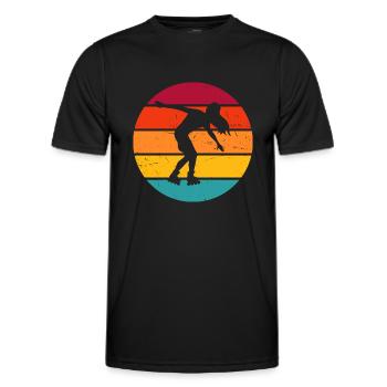 Roller Skate Men Roller Skating Roller Skating - Men's Functional T-Shirt - black - Front - AI Model Male 178 dark (178cm)