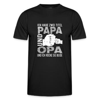 Erster Vatertag - Papa und Opa - Männer Funktions-T-Shirt - Schwarz - Vorne - AI Model Male 178 dark (178cm)