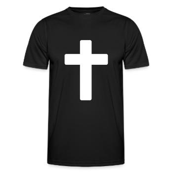 Crucifix Croix Jésus-Christ - T-shirt sport Homme - noir - Devant - AI Model Male 178 dark (178cm)