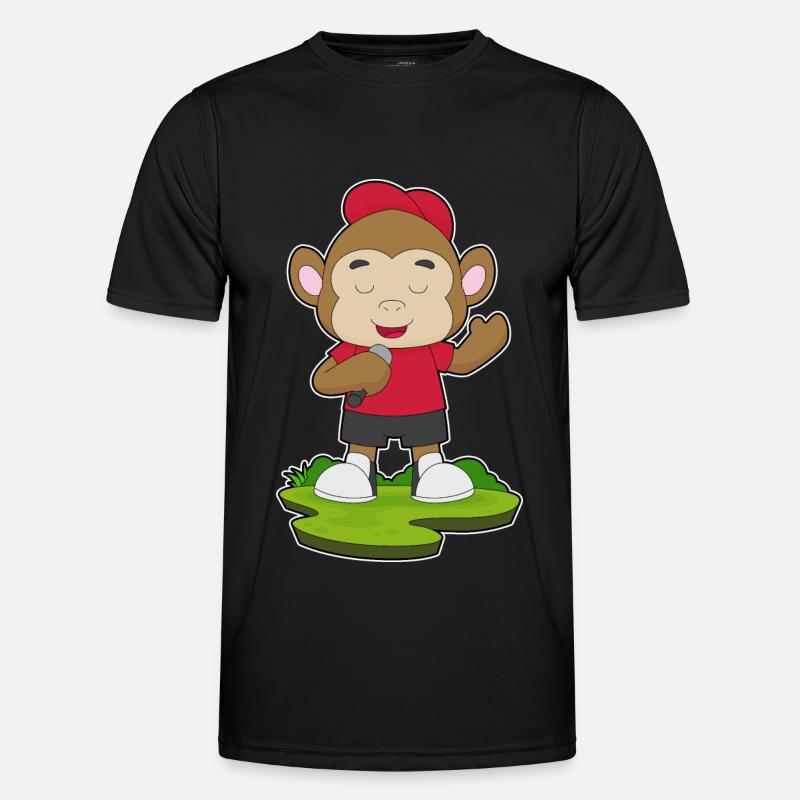 Monkey Singer Microphone - Men's Functional T-Shirt - black
