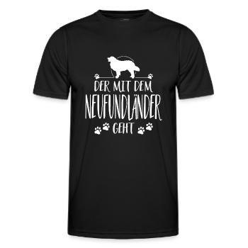 DER MIT NEUFUNDLÄNDER GEHT Hunde Spruch Wilsigns - Männer Funktions-T-Shirt - Schwarz - Vorne - AI Model Male 178 dark (178cm)