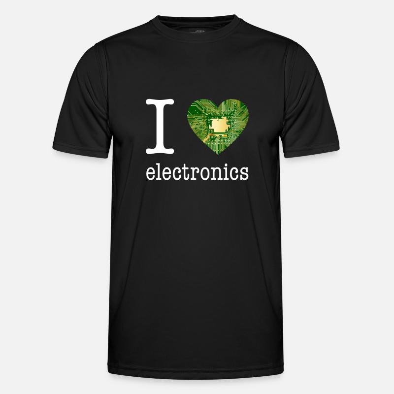 I love Electronics - Elektronik / Geschenk Idee - Männer Funktions-T-Shirt - Schwarz