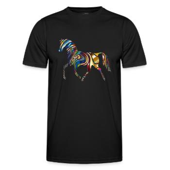 Pferd - bunt durch die Welt - Männer Funktions-T-Shirt - Schwarz - Vorne - AI Model Male 178 dark (178cm)