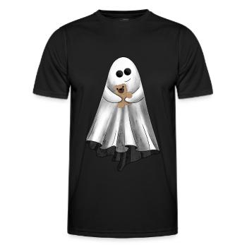 Mignon fantôme avec ours en peluche - T-shirt sport Homme - noir - Devant - AI Model Male 178 dark (178cm)