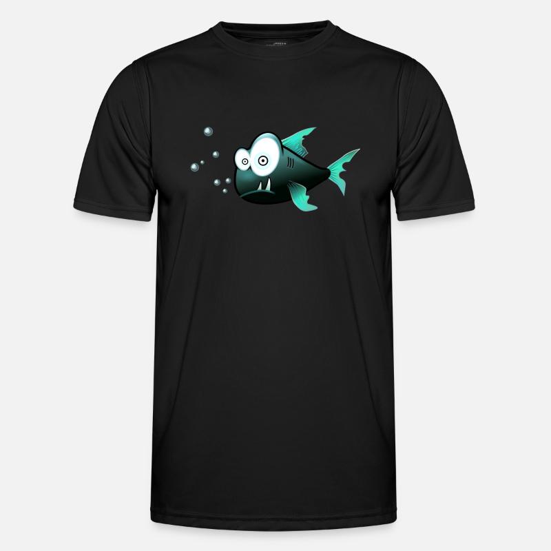 Fish with teeth comic shark - Men's Functional T-Shirt - black