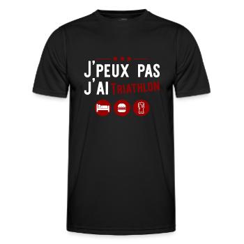 J'ai triathlon t-shirt humour alcool - T-shirt sport Homme - noir - Devant - AI Model Male 178 dark (178cm)