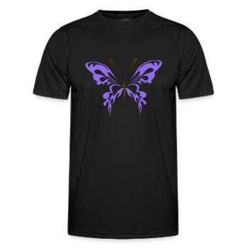 lila Schmetterling mit dunkelbraunen Fühlern - Männer Funktions-T-Shirt - Schwarz - Vorne - AI Model Male 178 dark (178cm)