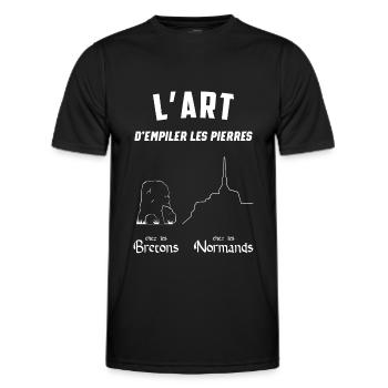 L'art d empiler les pierres - T-shirt sport Homme - noir - Devant - AI Model Male 178 dark (178cm)