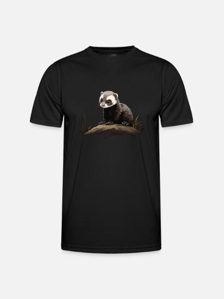 Polecat Baby Animal Forest Nature - Men's Functional T-Shirt - black