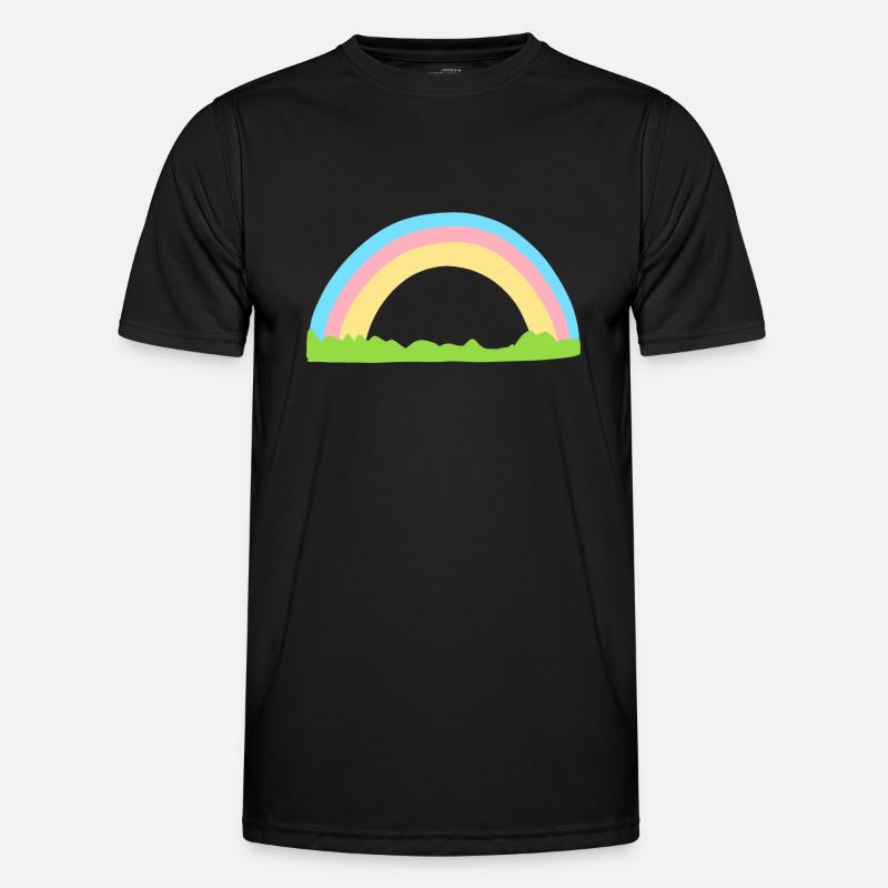 Rainbow Symbol Shape Grass Line - Men's Functional T-Shirt - black