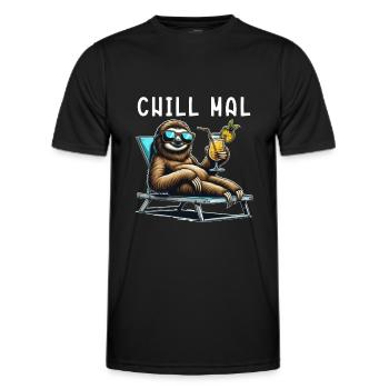 Chillen Faultier - chill mal - Männer Funktions-T-Shirt - Schwarz - Vorne - AI Model Male 178 dark (178cm)
