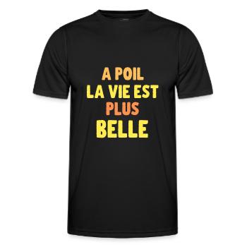 Cadeau humour naturiste homme et femme - T-shirt sport Homme - noir - Devant - AI Model Male 178 dark (178cm)