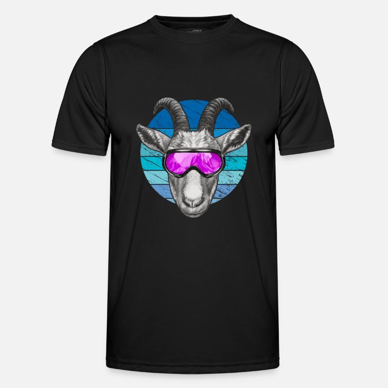 Funny goat with ski goggles - Men's Functional T-Shirt - black
