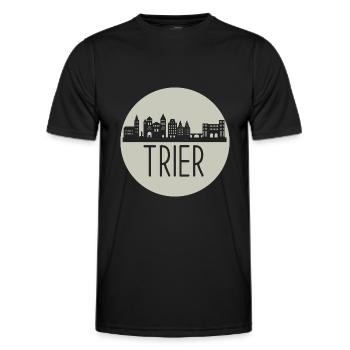 Trèves, coupe à ciseaux, horizon, cercle, beige - T-shirt sport Homme - noir - Devant - AI Model Male 178 dark (178cm)