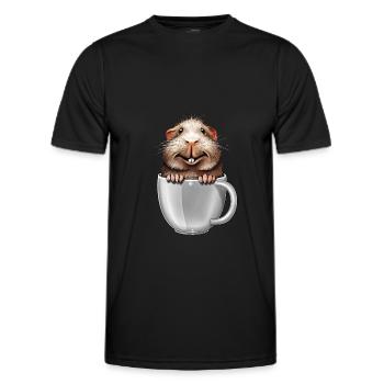 Cobaye dans la tasse - T-shirt sport Homme - noir - Devant - AI Model Male 178 dark (178cm)