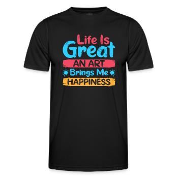 Artist Painter Graphic Art Brings Me Happiness - Men's Functional T-Shirt - black - Front - AI Model Male 178 dark (178cm)