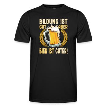 Bildung ist gut, aber Bier ist gut, Bildung Bier - Männer Funktions-T-Shirt - Schwarz - Vorne - AI Model Male 178 dark (178cm)