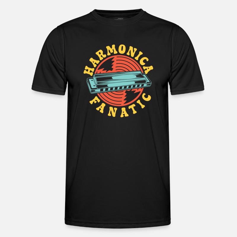 Funny Harmonica Player Fanatic Harmonica - Männer Funktions-T-Shirt - Schwarz
