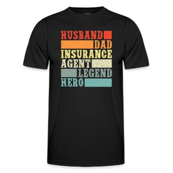 Insurance Agent Husband Dad Hero Funny Insurance - Männer Funktions-T-Shirt - Schwarz - Vorne - AI Model Male 178 dark (178cm)