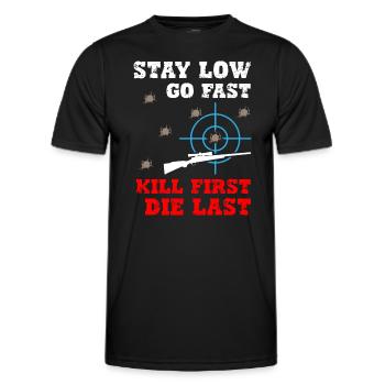 Stay Low Go Fast Kill First Die Last Sniper - Männer Funktions-T-Shirt - Schwarz - Vorne - AI Model Male 178 dark (178cm)