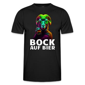 Bock auf Bier Spruch Ziege JGA Party - Männer Funktions-T-Shirt - Schwarz - Vorne - AI Model Male 178 dark (178cm)