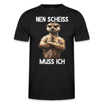 Erdmännchen Mangusten Mungo Nen scheiss muss ich - Männer Funktions-T-Shirt - Schwarz - Vorne - AI Model Male 178 dark (178cm)