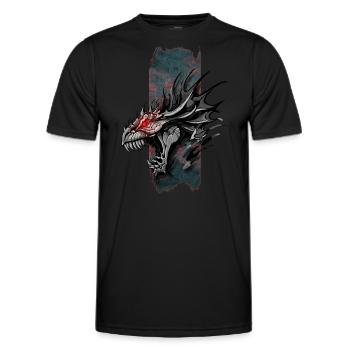 Inferno's Roar: Dragon with Red Eyes - Men's Functional T-Shirt - black - Front - AI Model Male 178 dark (178cm)